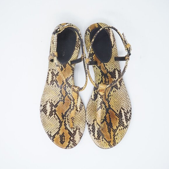 Bottega Veneta Snakeskin Animal Print Strap Sandals Size 38.5 - Picture 7 of 9
